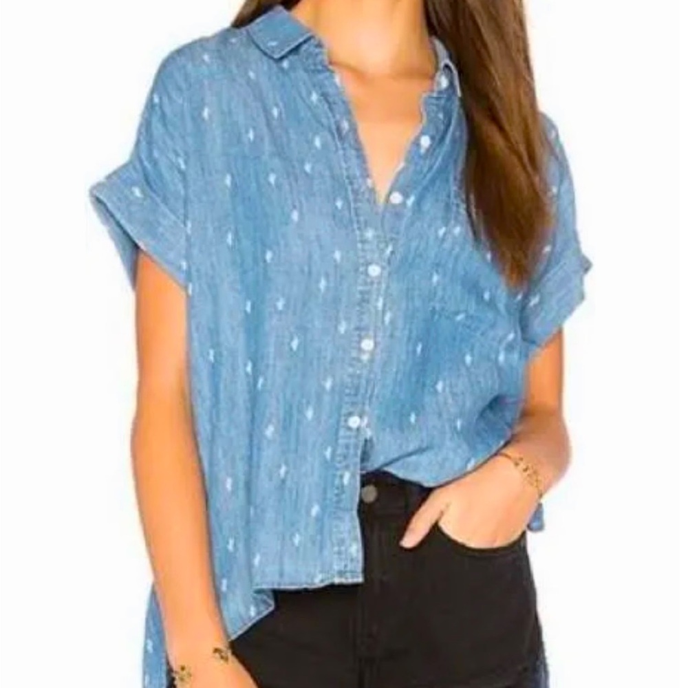 Rails Button Down Chambray Shirt with Cactus Print Sz XS